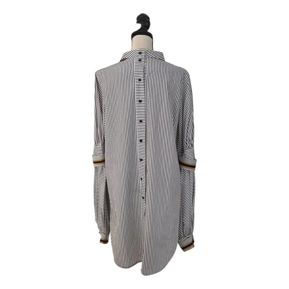 Silvia Tcherassi gray white unique long sleeve stripped shirt size L - Picture 3 of 8